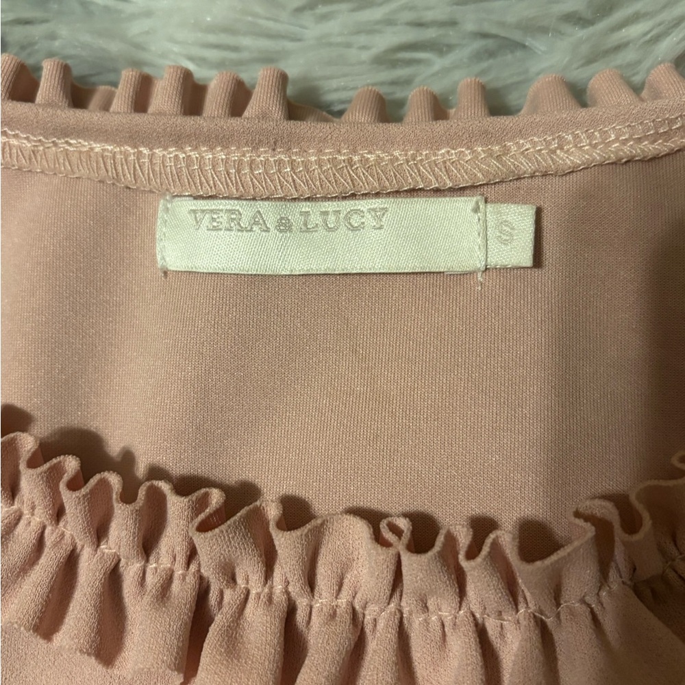 Pink Ruffled Crop Tank Top - Picture 3 of 5